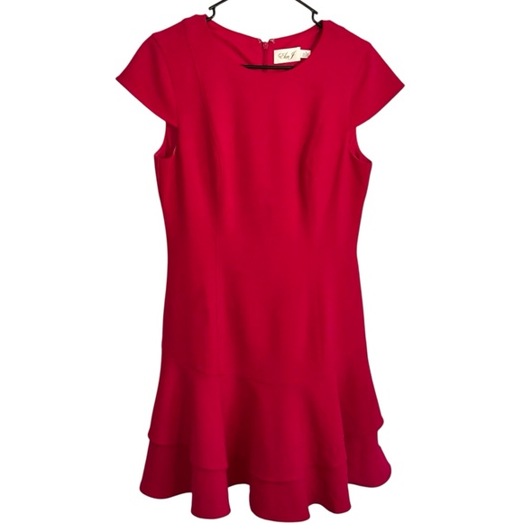 Eliza J Fuchsia Ruffle Hem Dress Size 10 - Picture 3 of 6